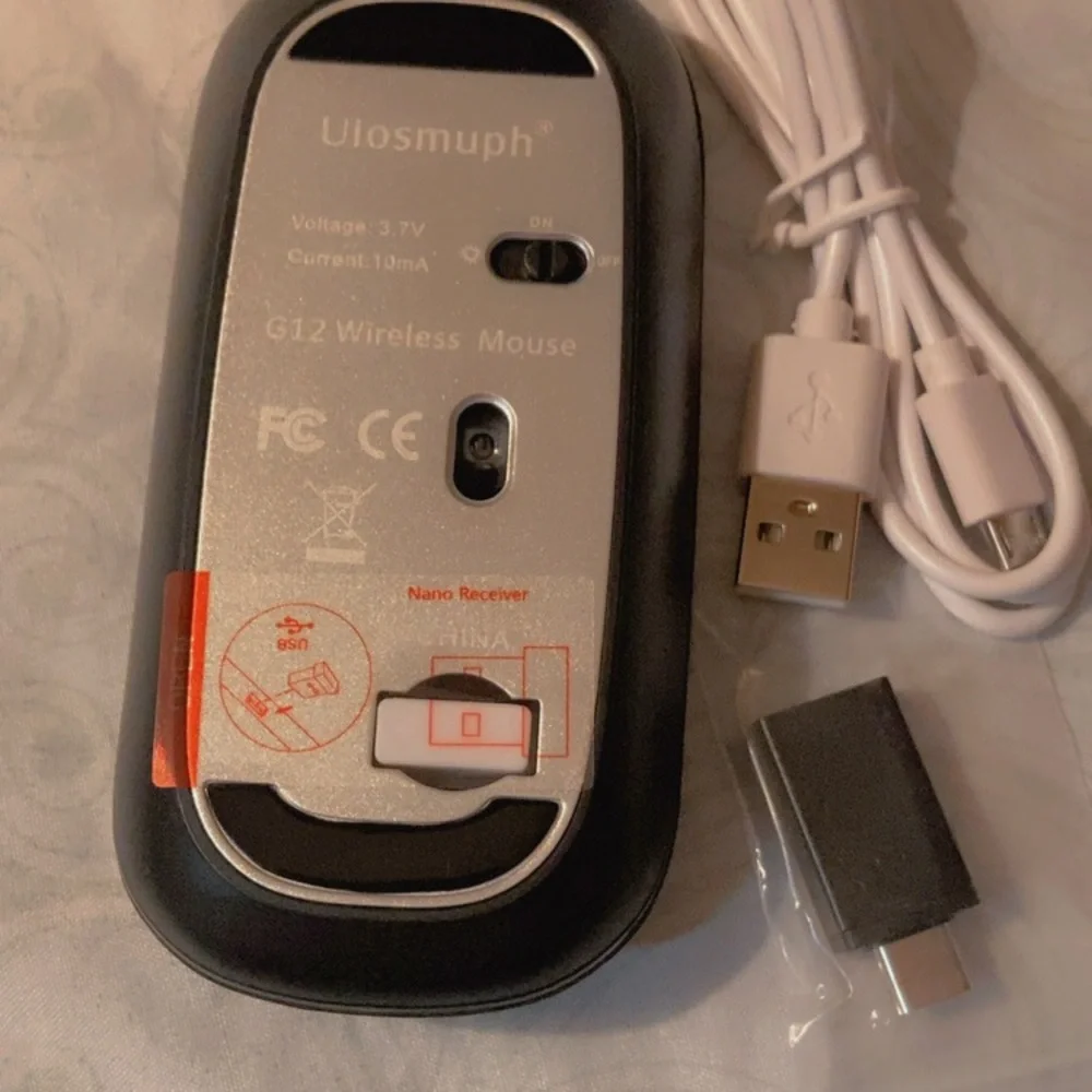 Black Wireless Mouse with USB Cable